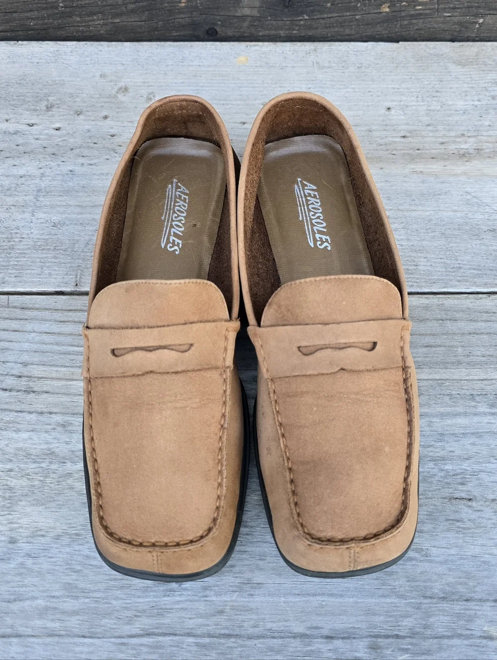 Aerosoles Y2K Preppy Minimalist Leather Sqaure Moc Toe Comfort Penny Loafer 8M